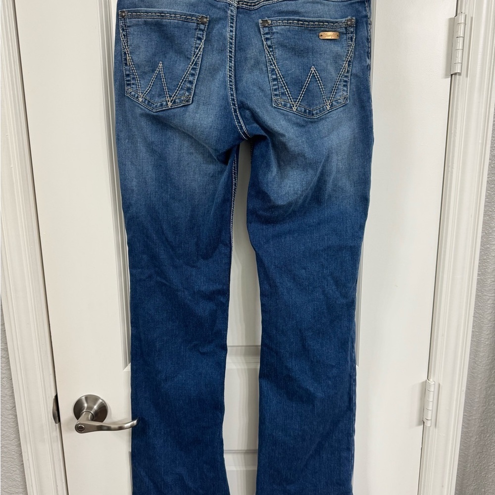 Wrangler Blue Boot Cut Jeans Size 7/8 32” Length - Picture 4 of 5